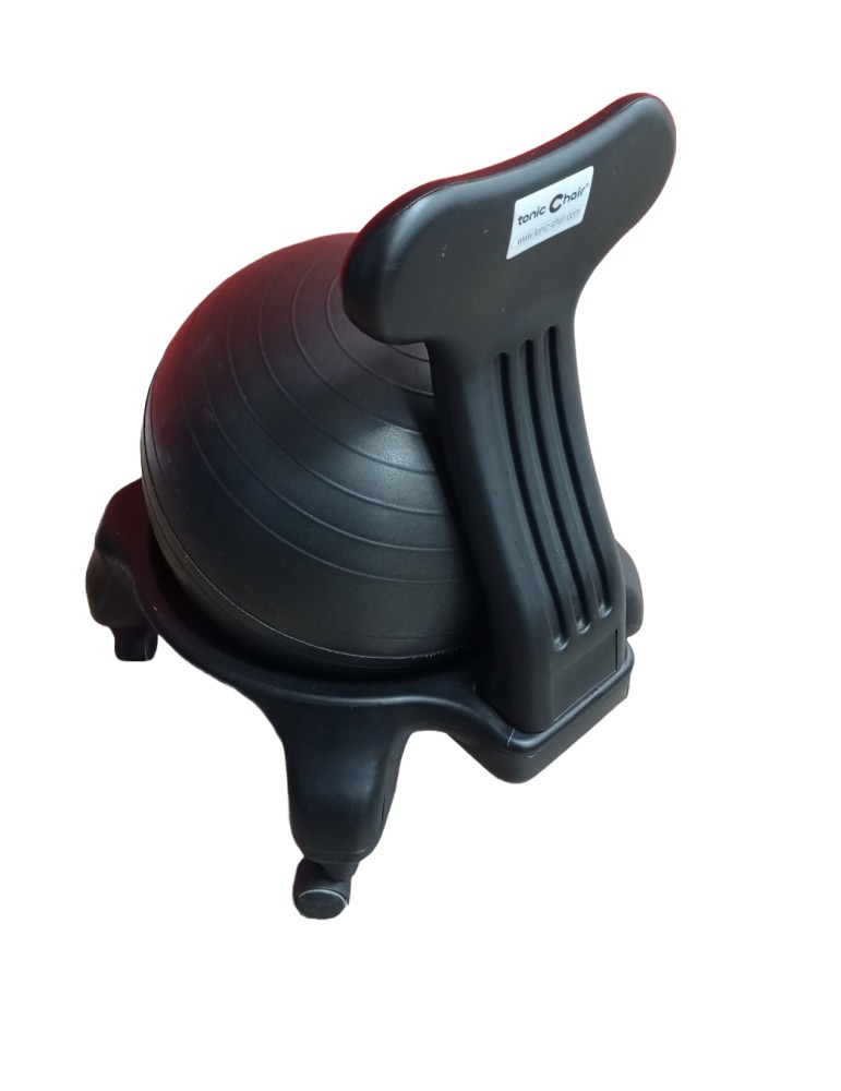 Chaise ergonomique - ballon Noir - Sur socle roulettes avec frein