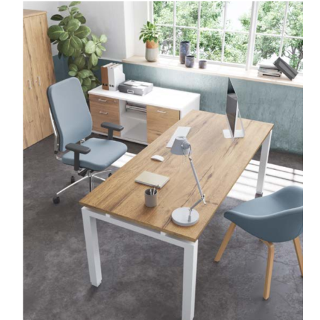 Bureau droit - Neuf - Eco - Acacia / Blanc - L 160 x P 80 cm