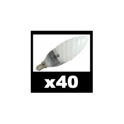 40 x Ampoule LED 3  WATT TORSADEE E14 6400°K BLISTER  250 LUMENS 