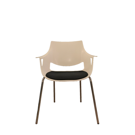 Chaise visiteur - Fano - Dossier polypro Blanche /  Assise tissus Anthracite