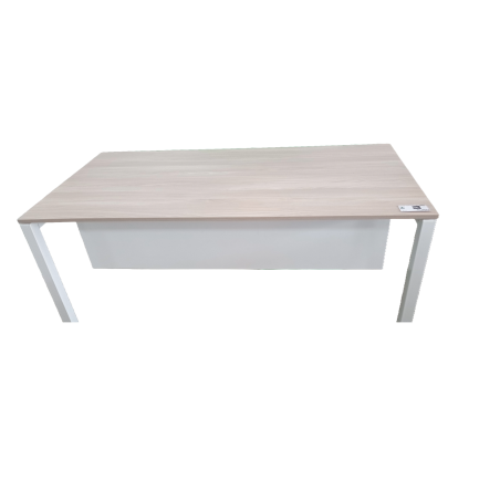 Bureau droit - Neuf - Chêne grisé Clair / Blanc - voile de fond - L 160 x P 80 cm