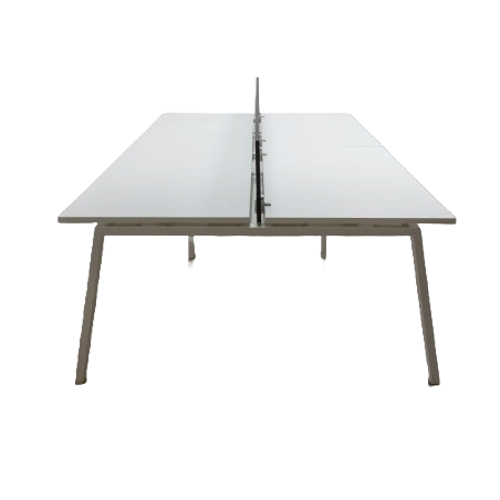 Bureau droit Bench 4 postes - Blanc / Blanc - L 160 x P 160 - Longueur hors tout L 320 x P 160