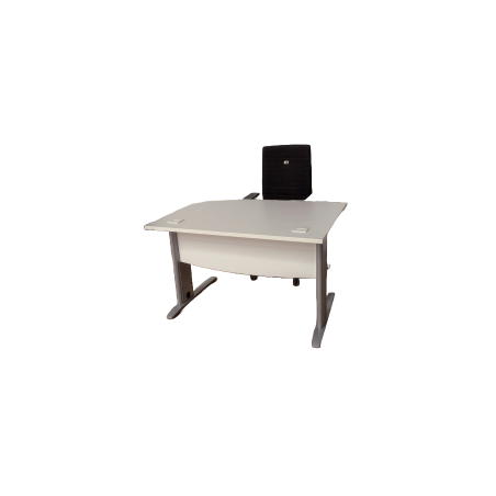 Bureau droit - Blanc/ Gris Alu - L 120 x P 80 cm