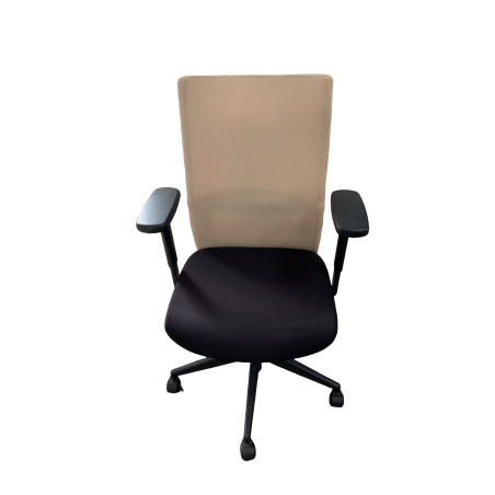 Fauteuil de travail Eurosit Ligne E4 Pro - Dossier résille Beige / Assise tissus Noir