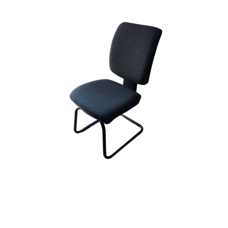 Chaise visiteur - Dossier tissus Noir chiné / Assise tissus Noir chiné