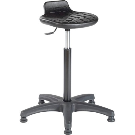 Tabouret assis-debout fixe - avec assise en polyuréthane noir