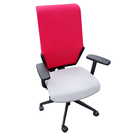 Fauteuil de travail Eurosit UDO - Dossier tissus Rouge / Assise tissus Gris clair