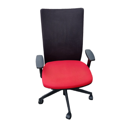 Fauteuil de travail Eurosit Ligne S - Dossier tissus Noir / Assise tissus Rouge