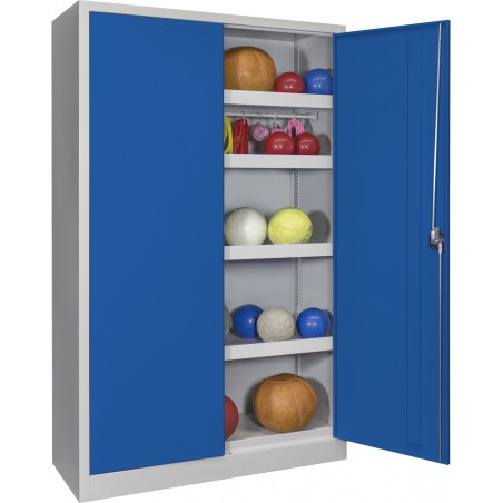 Armoire Haute Neuve pour salle de sport - Gris perle/ Bleu - L 120 x H 195 x P 50 cm