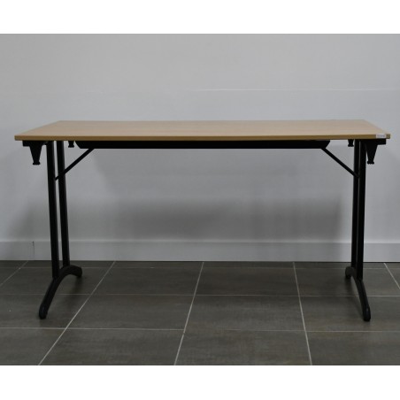Table pliante - Hêtre / Noir - L 140 x P 70 cm reconditionnée