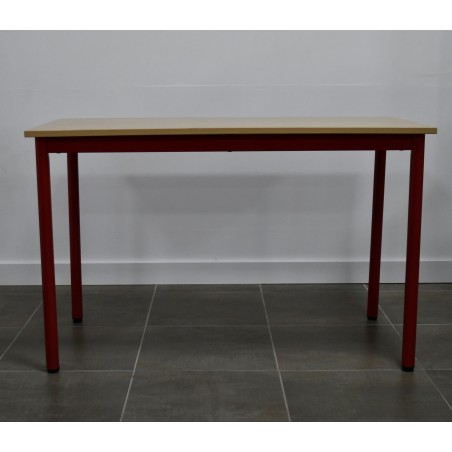 Table compo - Neuf - Hêtre / Rouge Framboise - L 120 x P 60 cm - Taille 5