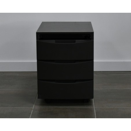 Caisson mobile mélaminé - Marron Bronze - P 60 H 57 L 42 cm - 1tiroir range stylos  + 3 tiroirs