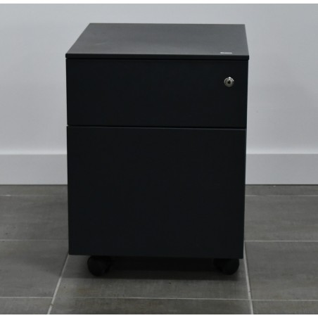 Caisson mobile métal - Anthracite - P 53.5 x H 55.5 x L 42 cm 1tiroir + 1 DS