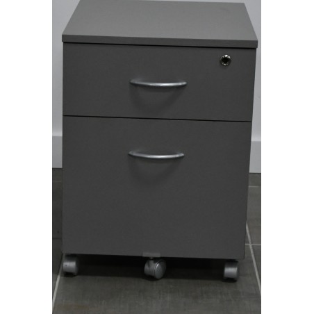 Caisson mobile mélaminé - Gris alu - P 50 x H 56 x L 41.5 cm 1 tiroir + 1 DS