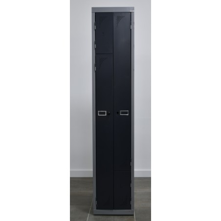 Vestiaire gain de place 2 portes Gris / Anthracite - H 200 x L 40 x P 50 cm