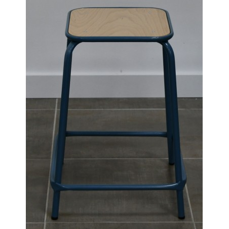 Tabouret scolaire - Neuf - Hêtre / Bleu L 32 P 32 H 58 cm