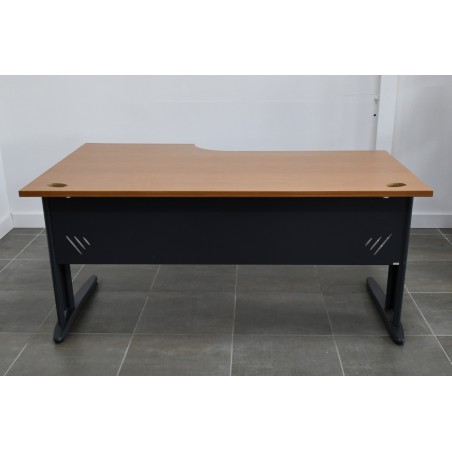 Bureau plan compact d'occasion 2nd choix - Poirier / Noir - L 160 x P 100 - 80  cm