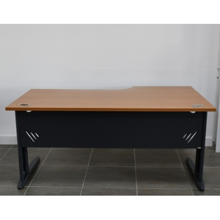 Bureau plan compact - Poirier / Noir - L 160 x P 100 - 80 cm