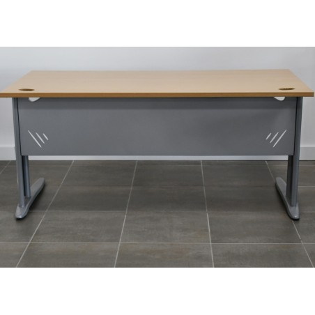 Bureau droit - Hêtre / Gris alu - L 160 x P 80