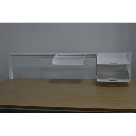 Ensemble 3 banettes sur support métal - Blanc - L 150 cm