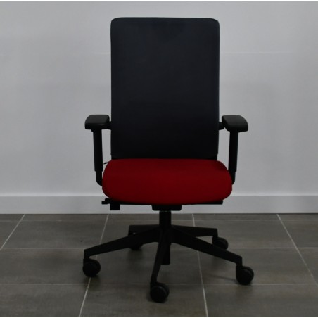 Fauteuil de travail Eurosit Ligne S - Dossier tissus Noir / Assise tissus Rouge