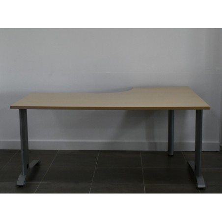 Bureau plan compact - Hêtre / Gris alu - L 160 x P 120 - 80 cm