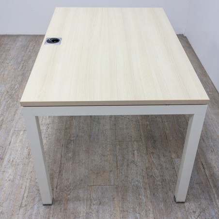 Bureau droit - Blanc/ Gris Alu - L 120 x P 80 cm