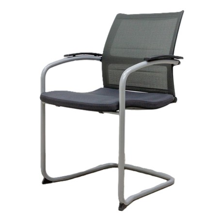 Chaise visiteur luge - Assise tissu Gris Anthracite / dossier résille Reconditionné