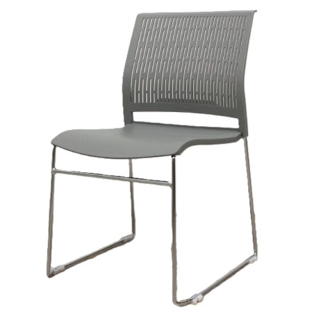 Chaise visiteur traineau - Assise polypropylène Gris / dossier polypropylène Gris Reconditionné