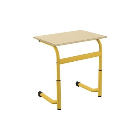 Table scolaire 2 places - réglable en hauteur T3 -T6 à dégagement latéral - Jaune