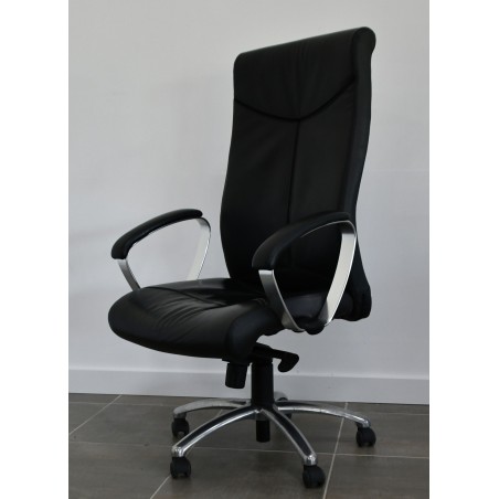 Fauteuil direction Cuir Noir Reconditionné