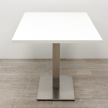 Table de réunion de restauration - Blanc / Inox -  L 119,5 P 79,5 - Reconditionnée