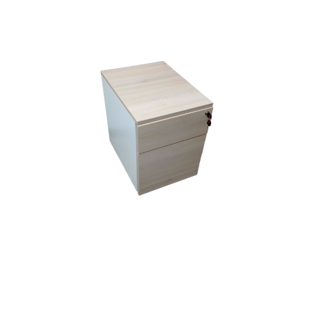 Caisson mobile métal - Blanc / Acacia - L 42 x H 50 x P 56 - 2 tiroirs