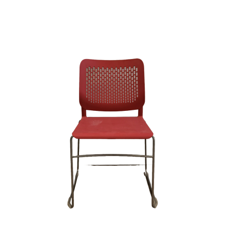 Chaise visiteur Calado piètement traineau Dossier Polypro Rouge / Assise Polypro Rouge
