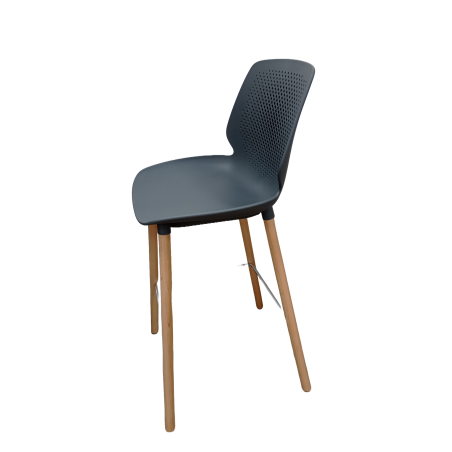 Tabouret haut coque Neuf Inyo Dossier Polypropylène Gris carbone / Assise Dossier Polypropylène Gris carbone